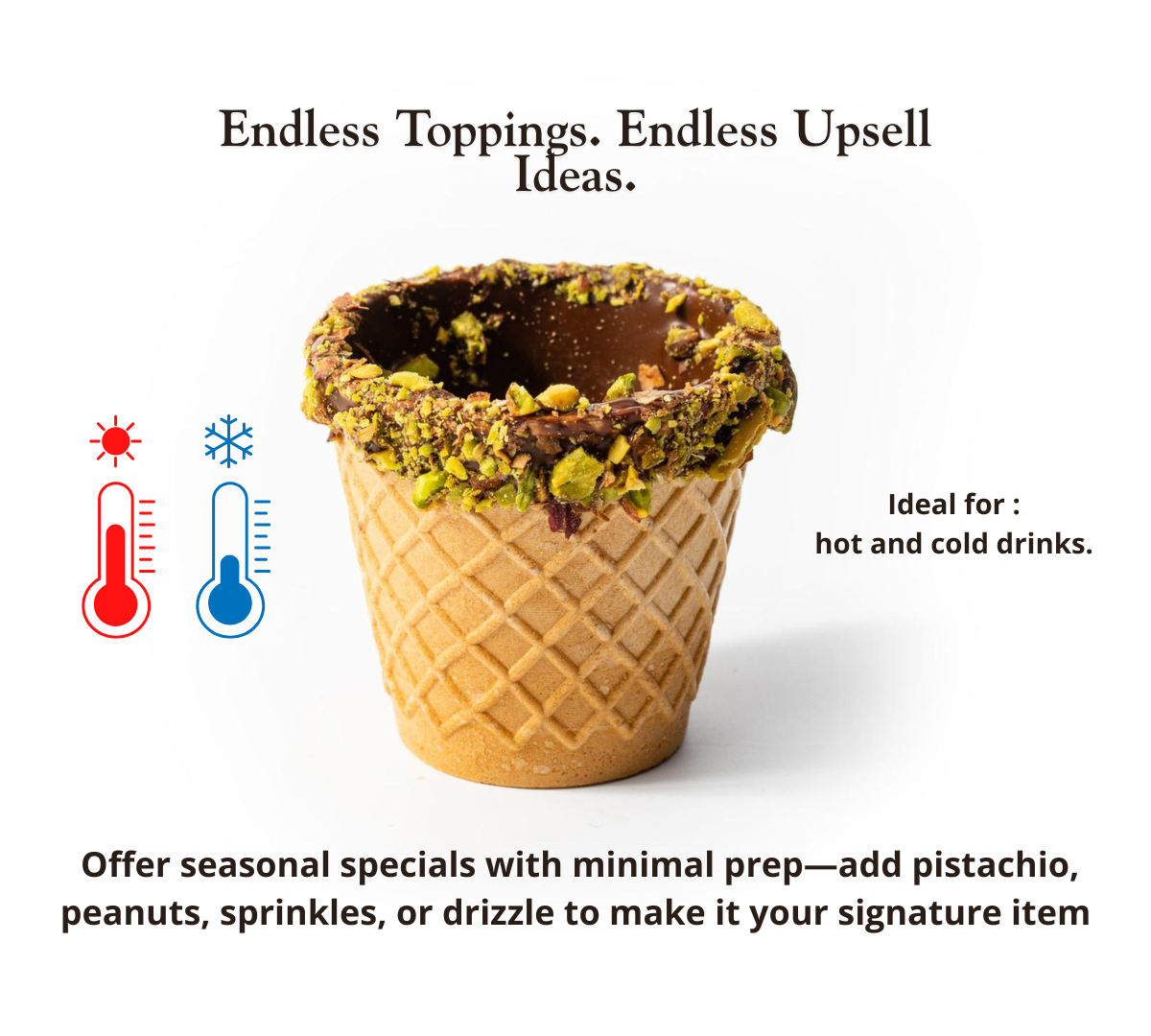 Wholesale — 100 Edible Cookie Cups - Chocolate Lined (2.7 fl oz / 80 ml)